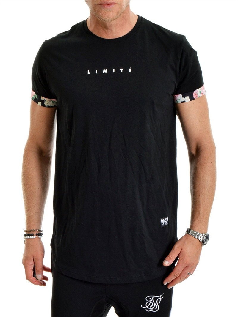 Flower Sleeves Tee Black