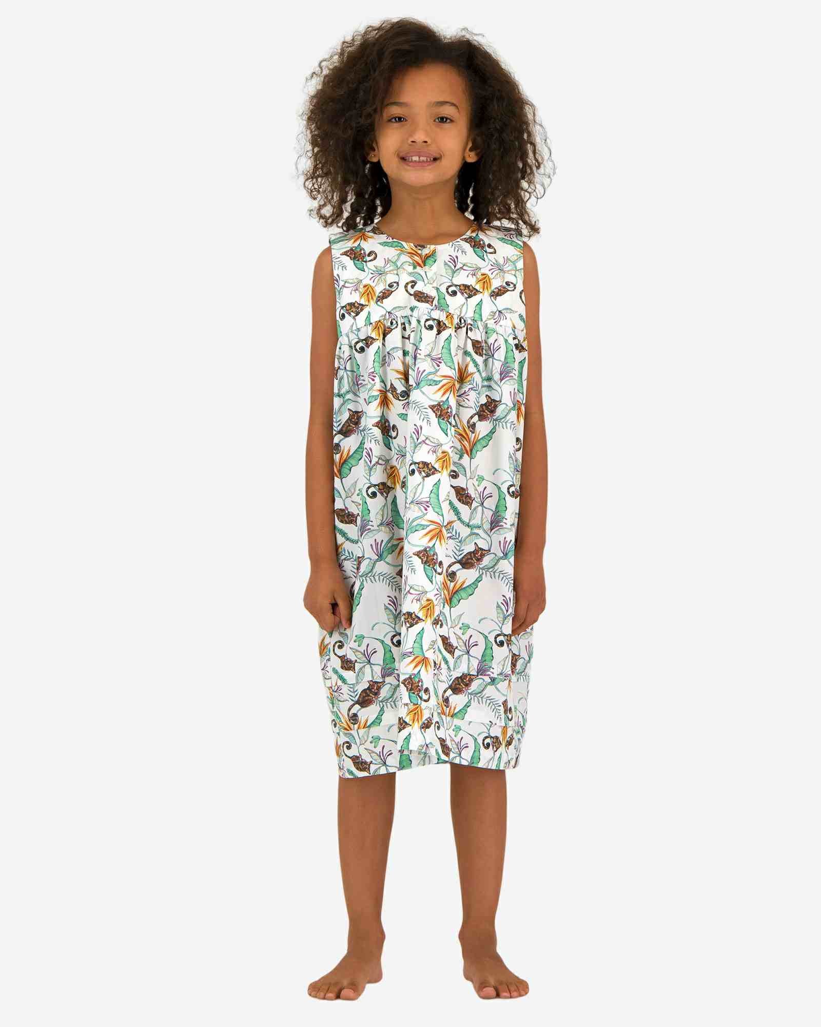 Girls' Short Sleeve Nighty - Nag Apies White