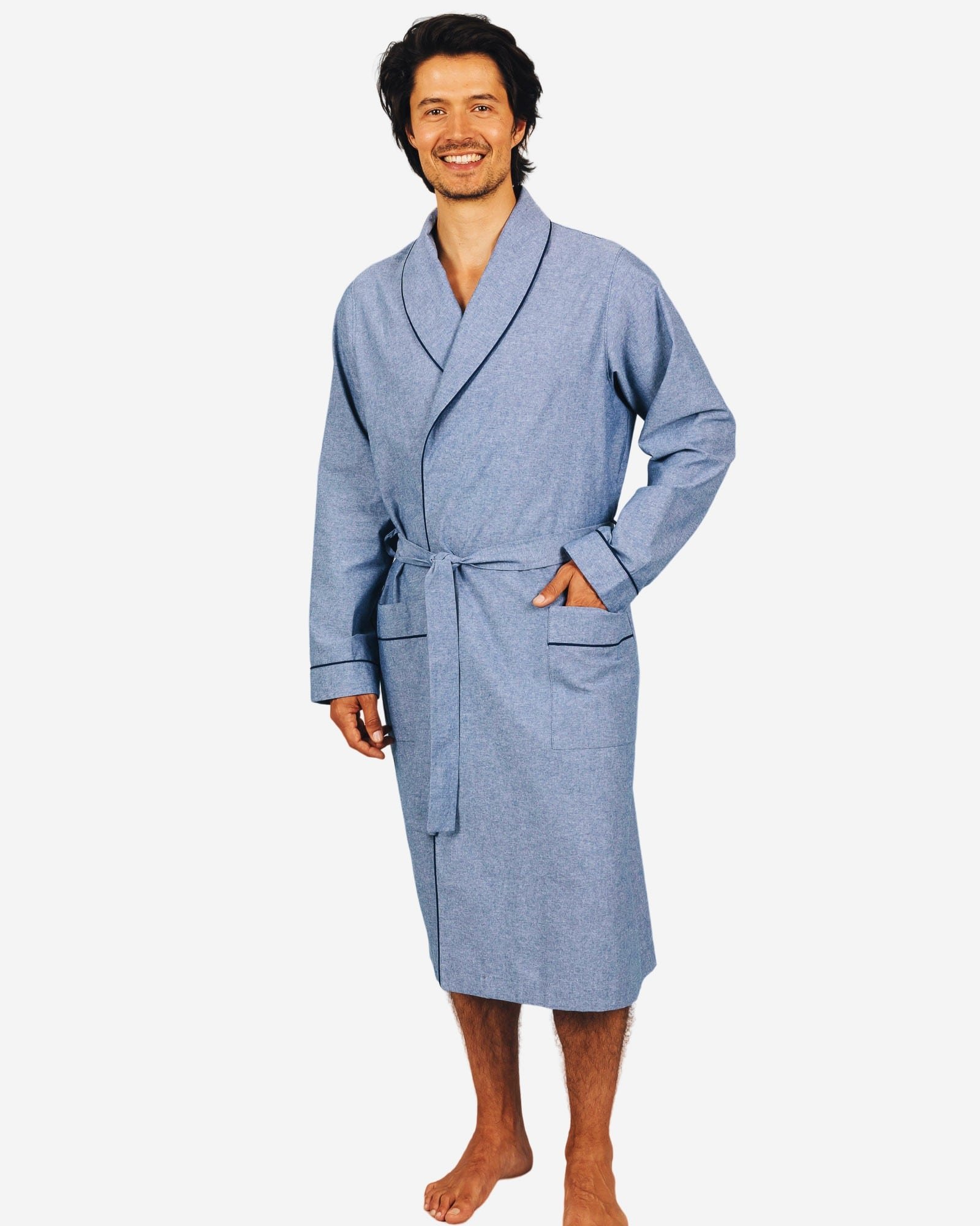 Blue Men's dressing gown - Chambray Indigo