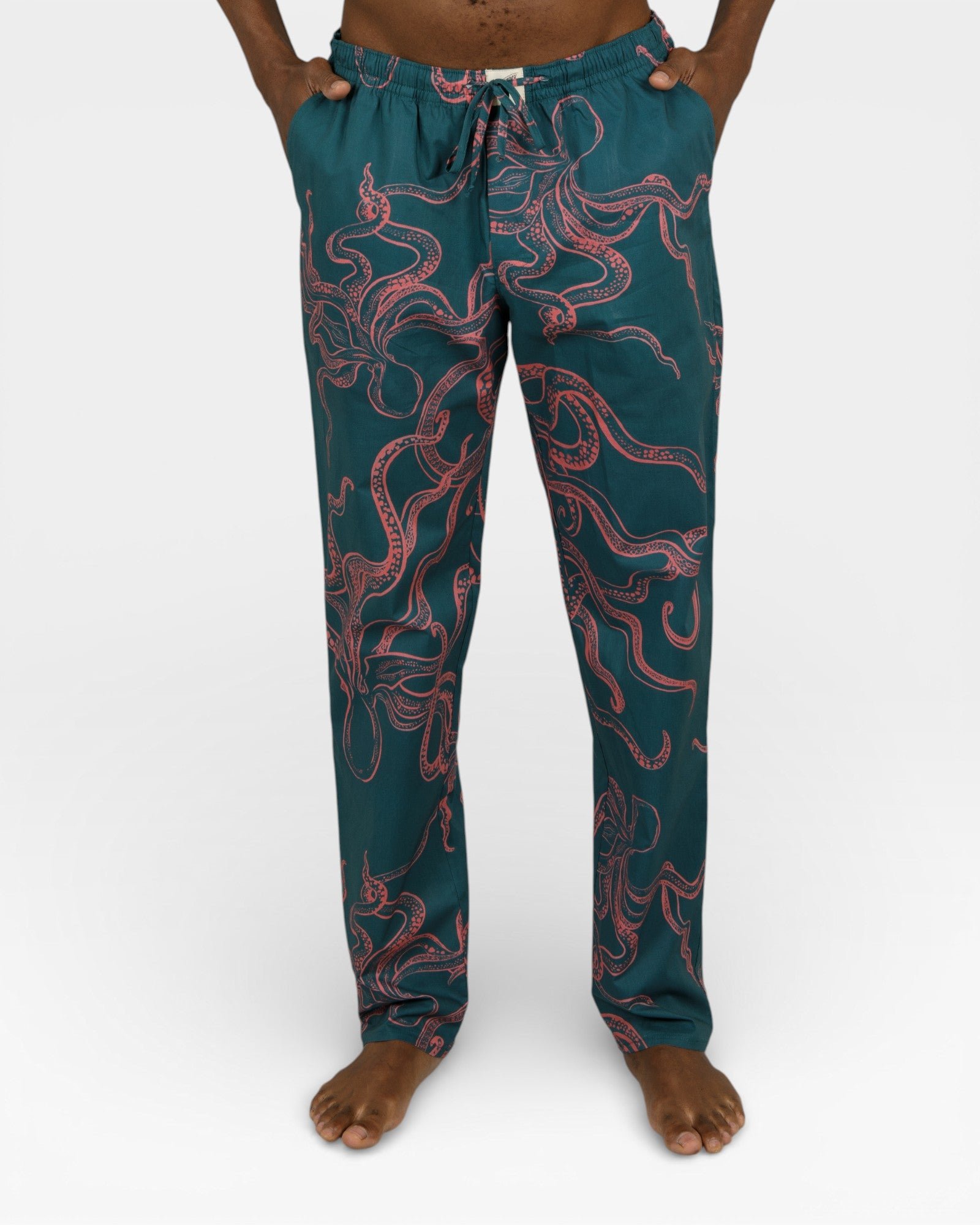 Men's Lounge Pants – Octopus Pink on Green