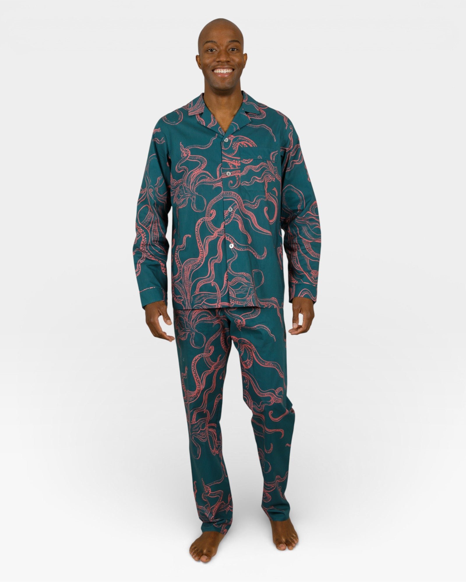 Men's pyjamas – Octopus Pink On Green
