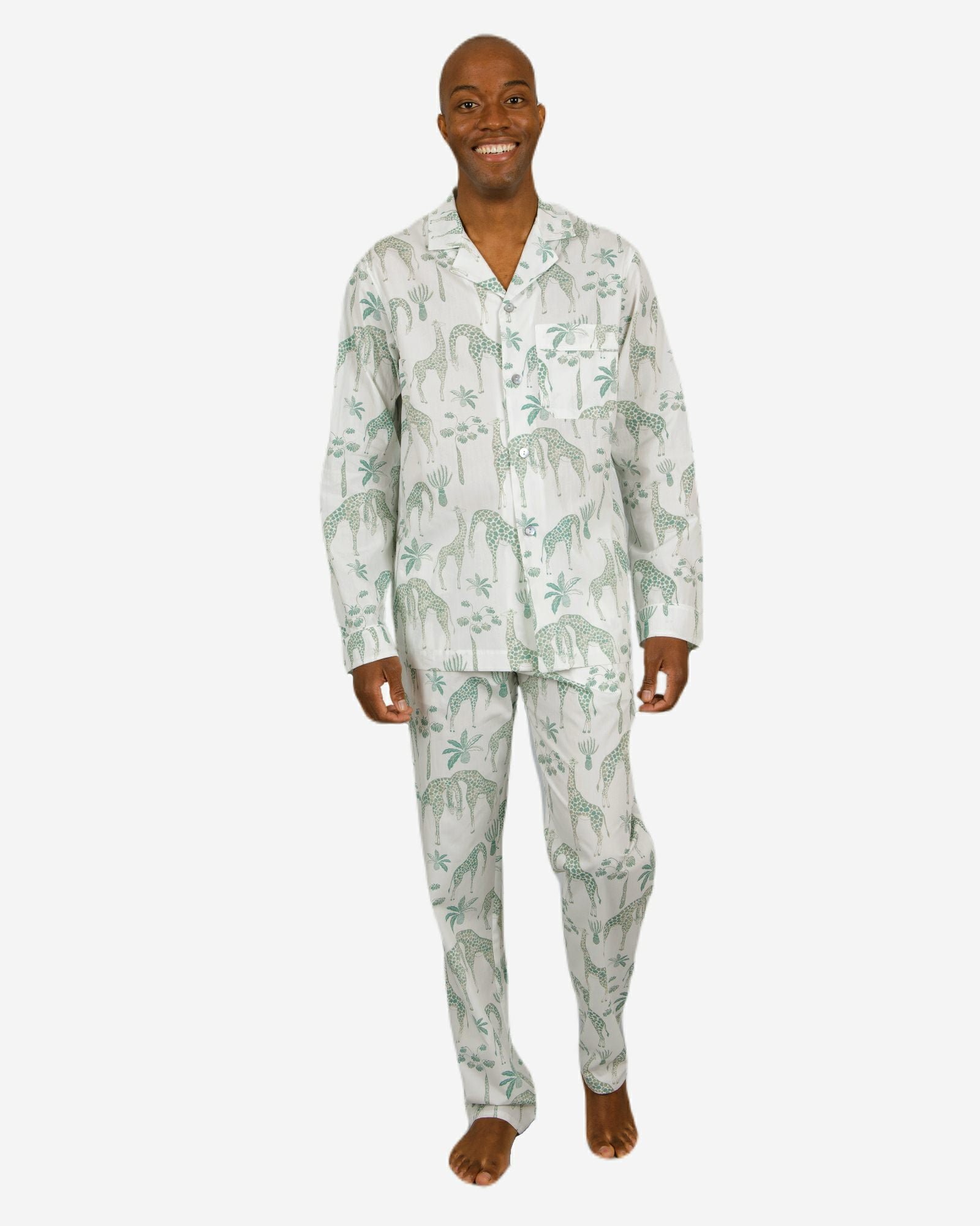 Men's pyjamas - Giraffes Green