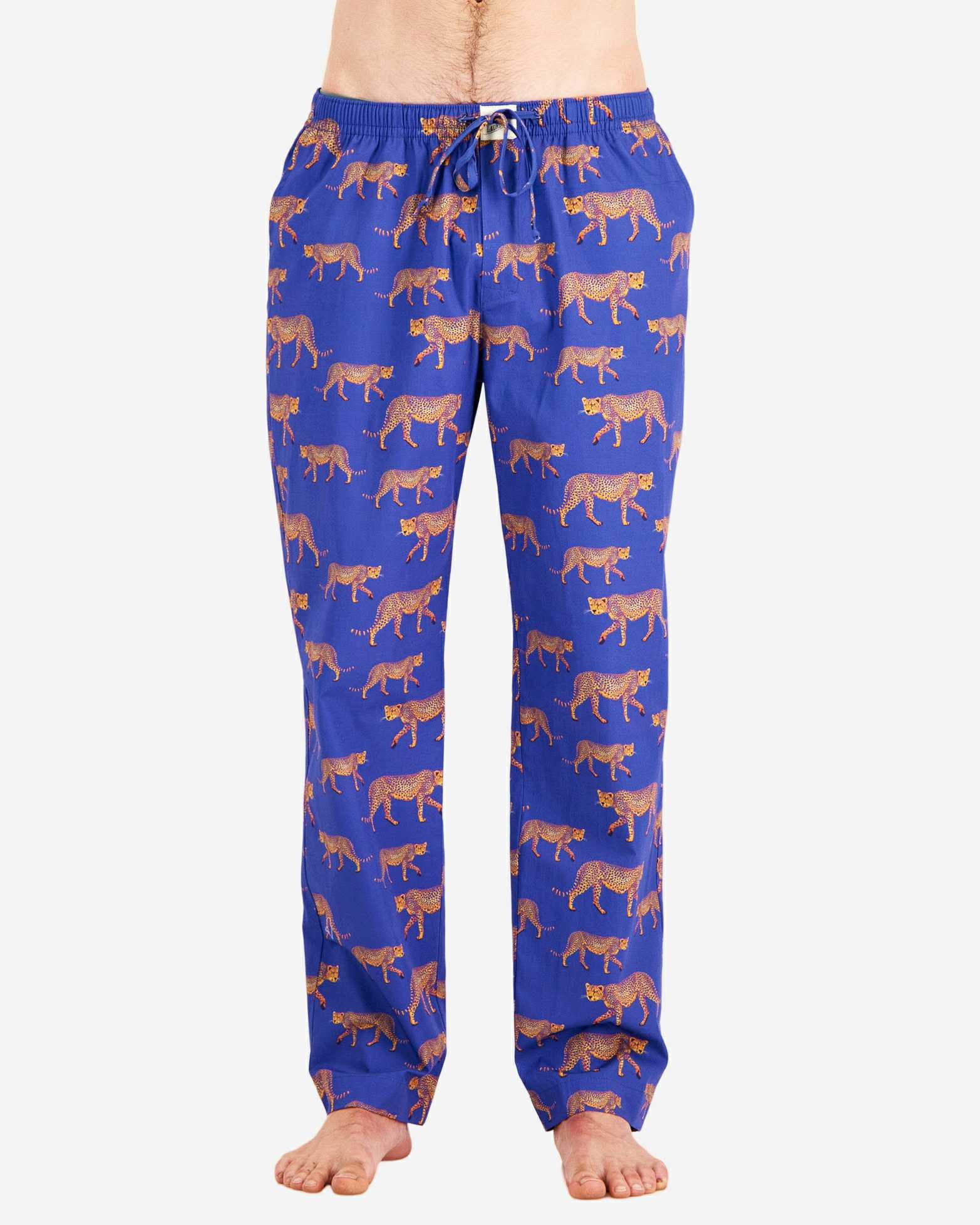 Men's Pyjama Bottoms - Blue Cheetah