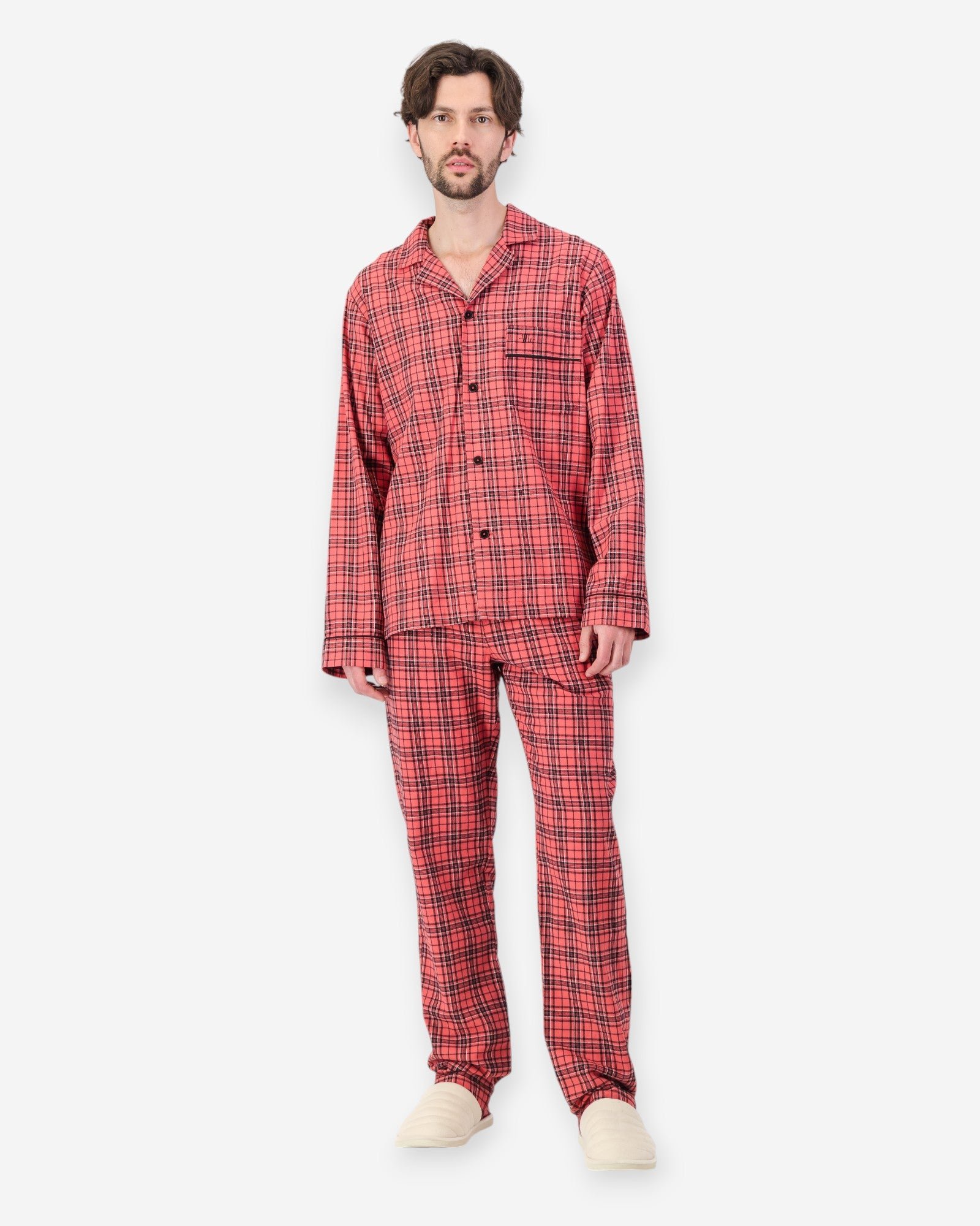 Men's Flannel Pyjamas - Camden Red