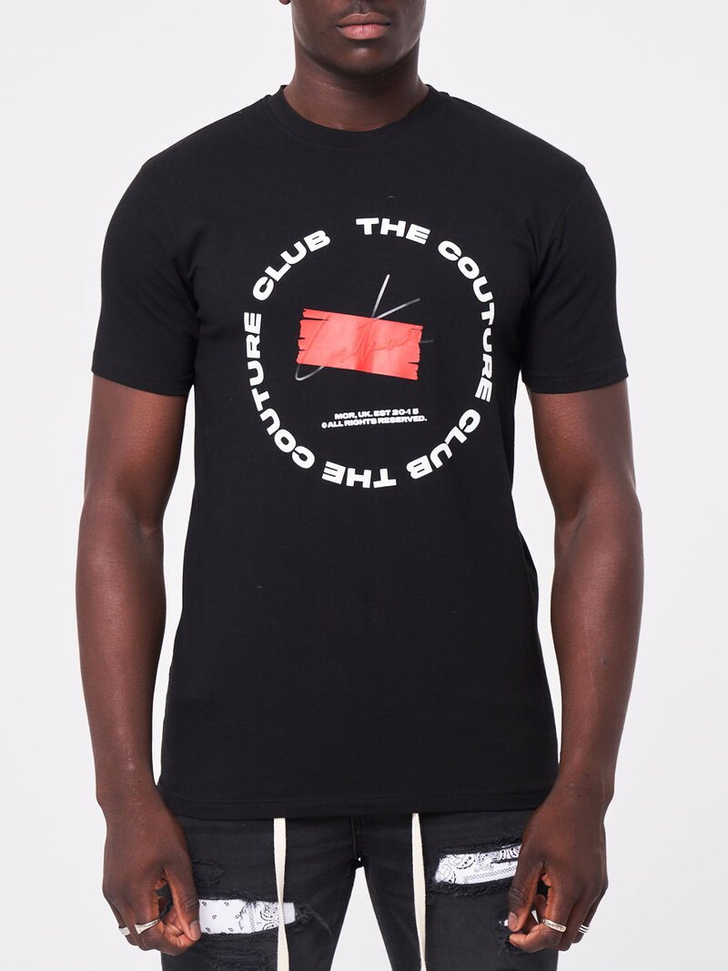 Distressed Circle Logo Tee Black