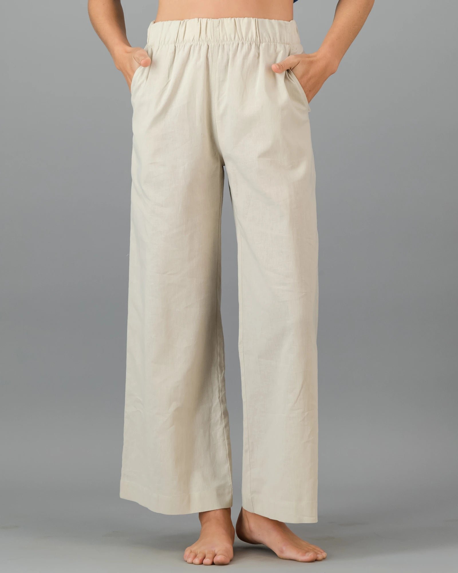 Women's beige linen trousers - Sand