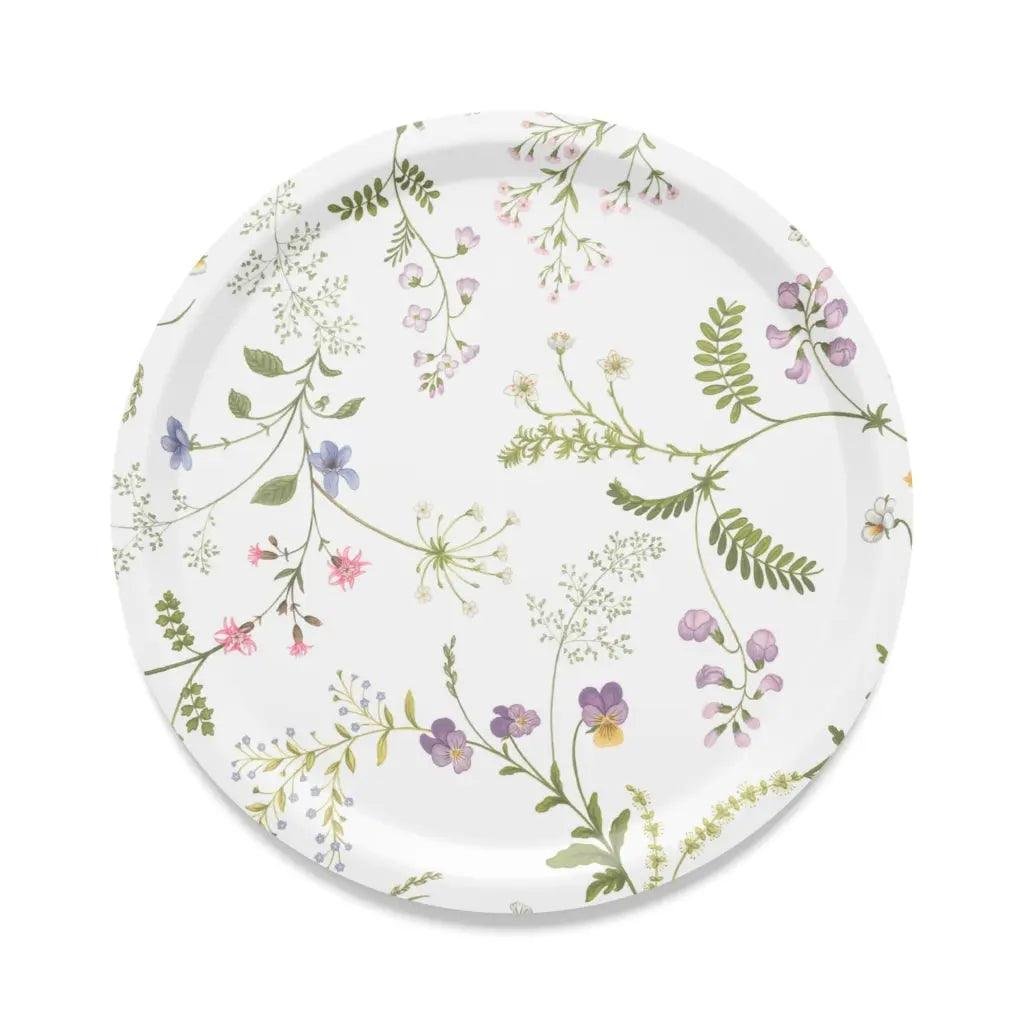 Arvidssons Blomsteryra offwhite/grön rund bricka