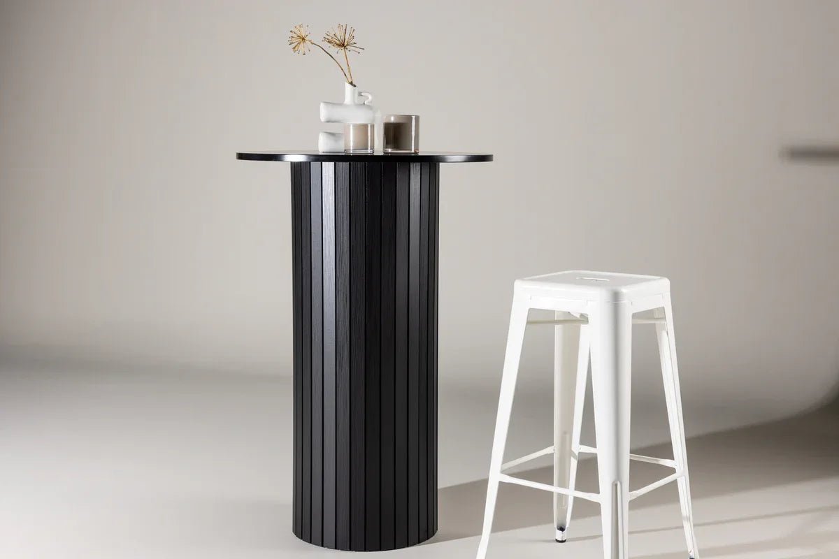 Venture Design Härön Barbord Ø70 – Rund Svart MDF med Stålstativ