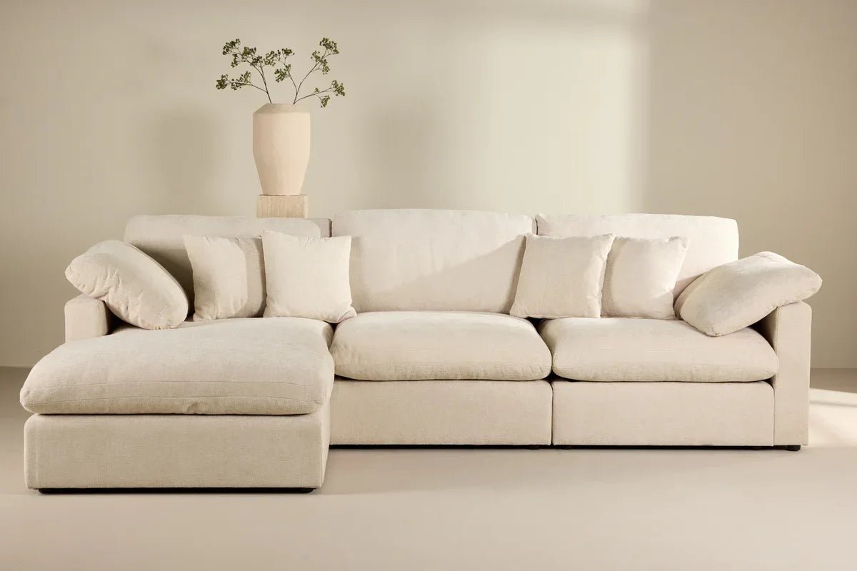 Venture Design Amalfi Hörnsoffa – Beige Tygsoffa | Modern & Flexibel Hörnsoffa