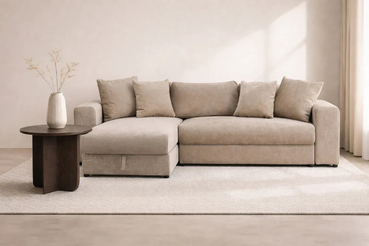 Venture Design Bellman Bäddsoffa – Beige Sammet | Elegant 3‑sits Soffa