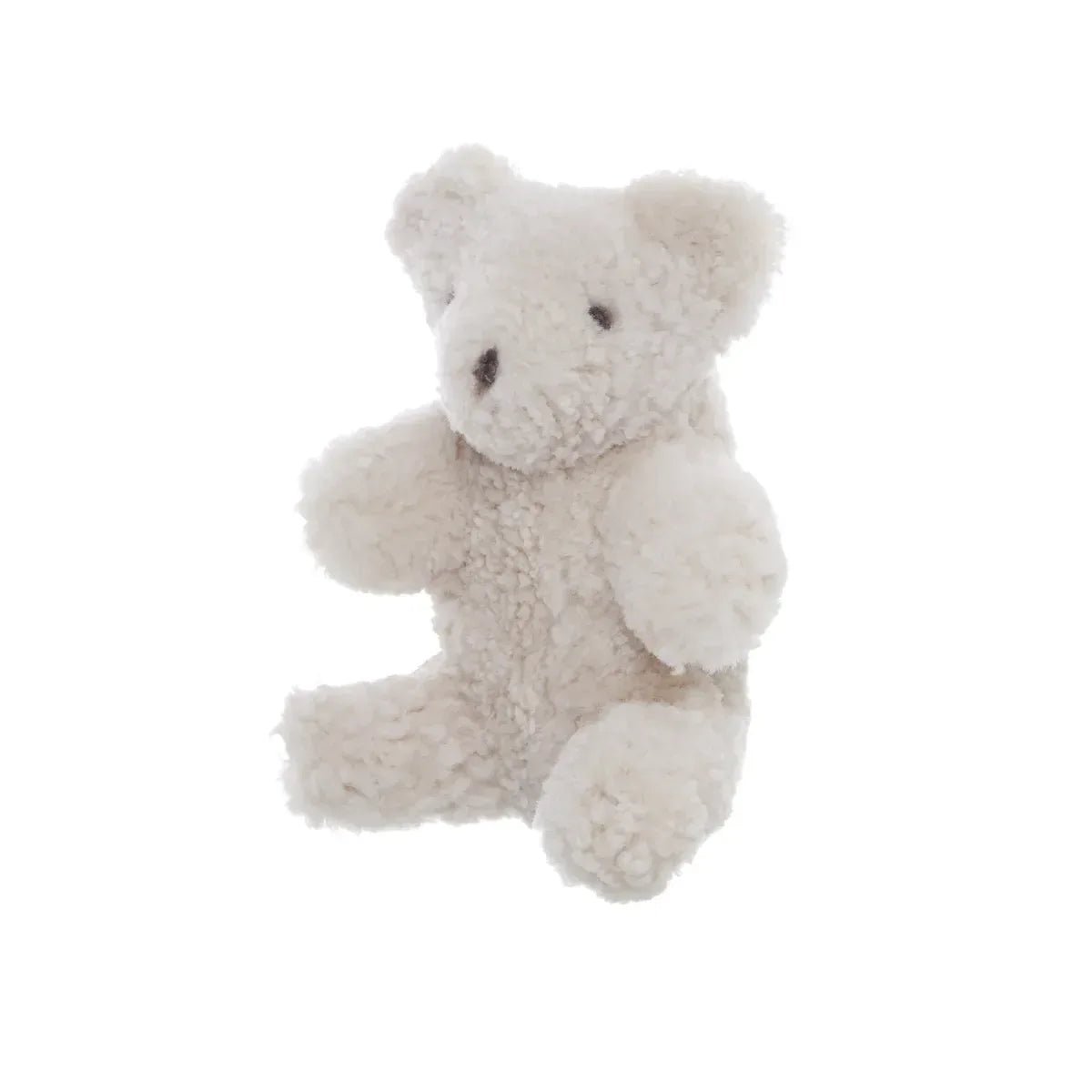 Skinnwille Curly Teddybjörn – Pärlvit mjukisdjur i äkta lockigt fårskinn
