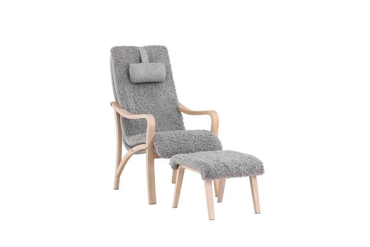 Venture Design Fårö Fåtölj Ljusgrå – Skandinavisk Design med Fotpall och Nackkudde