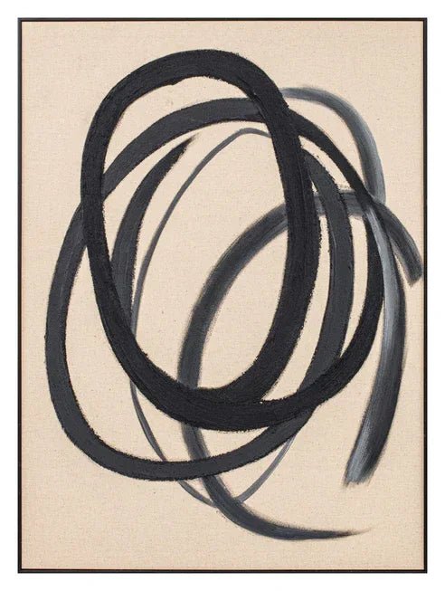 Eightmood Circles – Handmålad Tavla 100×80 cm i Svart/Brunt Väggkonst