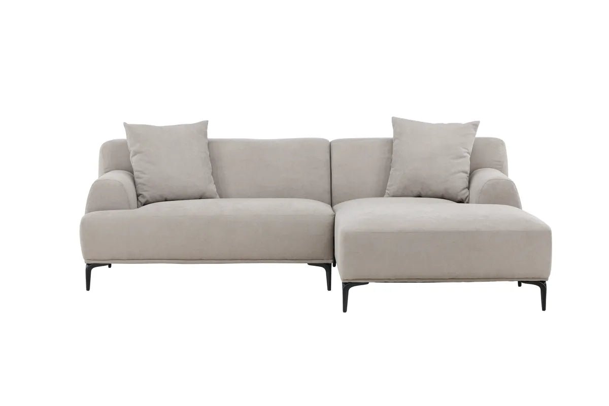 Venture Design Viskan 3‑sits Soffa Light Grey – Modern Divansoffa med Lyxig Design och Svarta Metallben