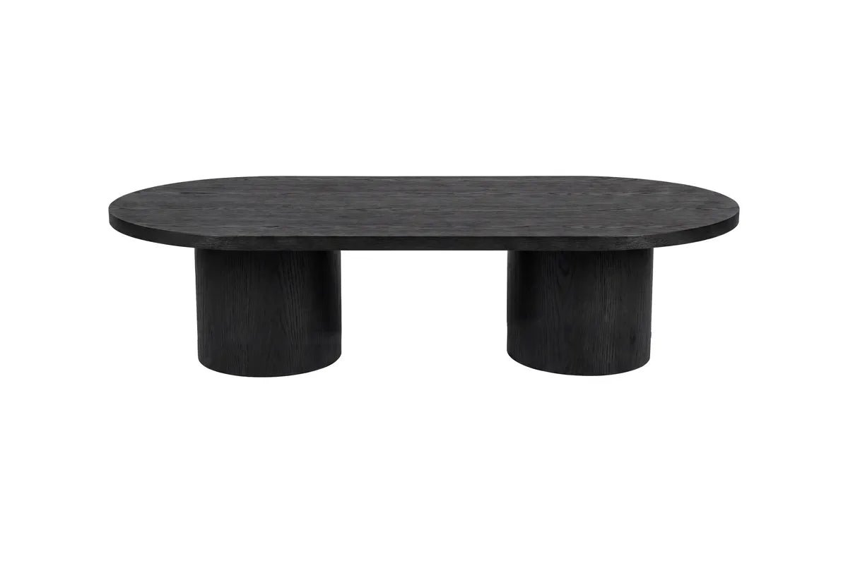 Venture Design Narvik Soffbord Svart – Modernt Ovalt Bord med Cylinderben