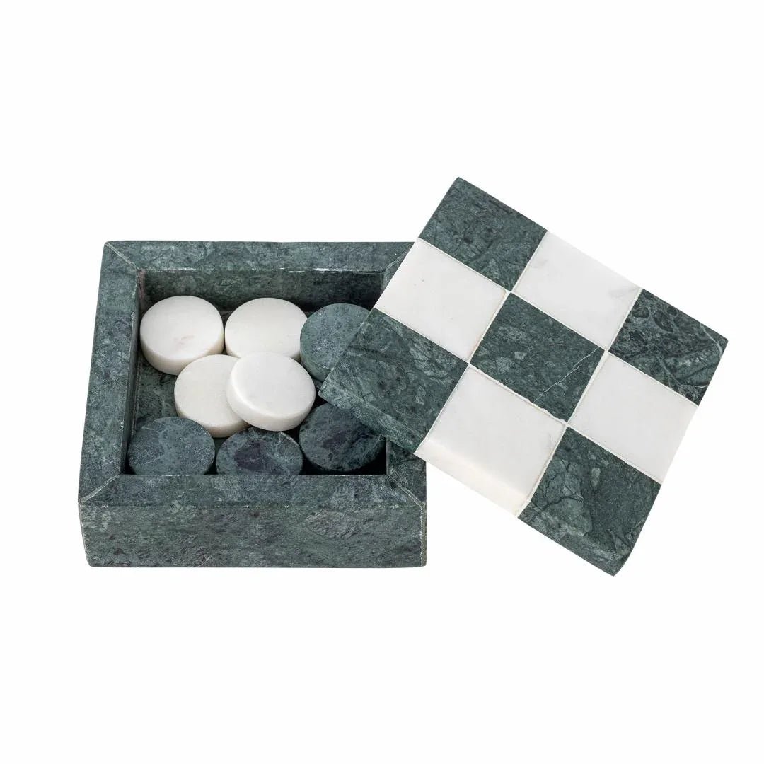 Bloomingville Aske Tic‑Tac‑Toe – Grön Marmor – 12×12×5 cm