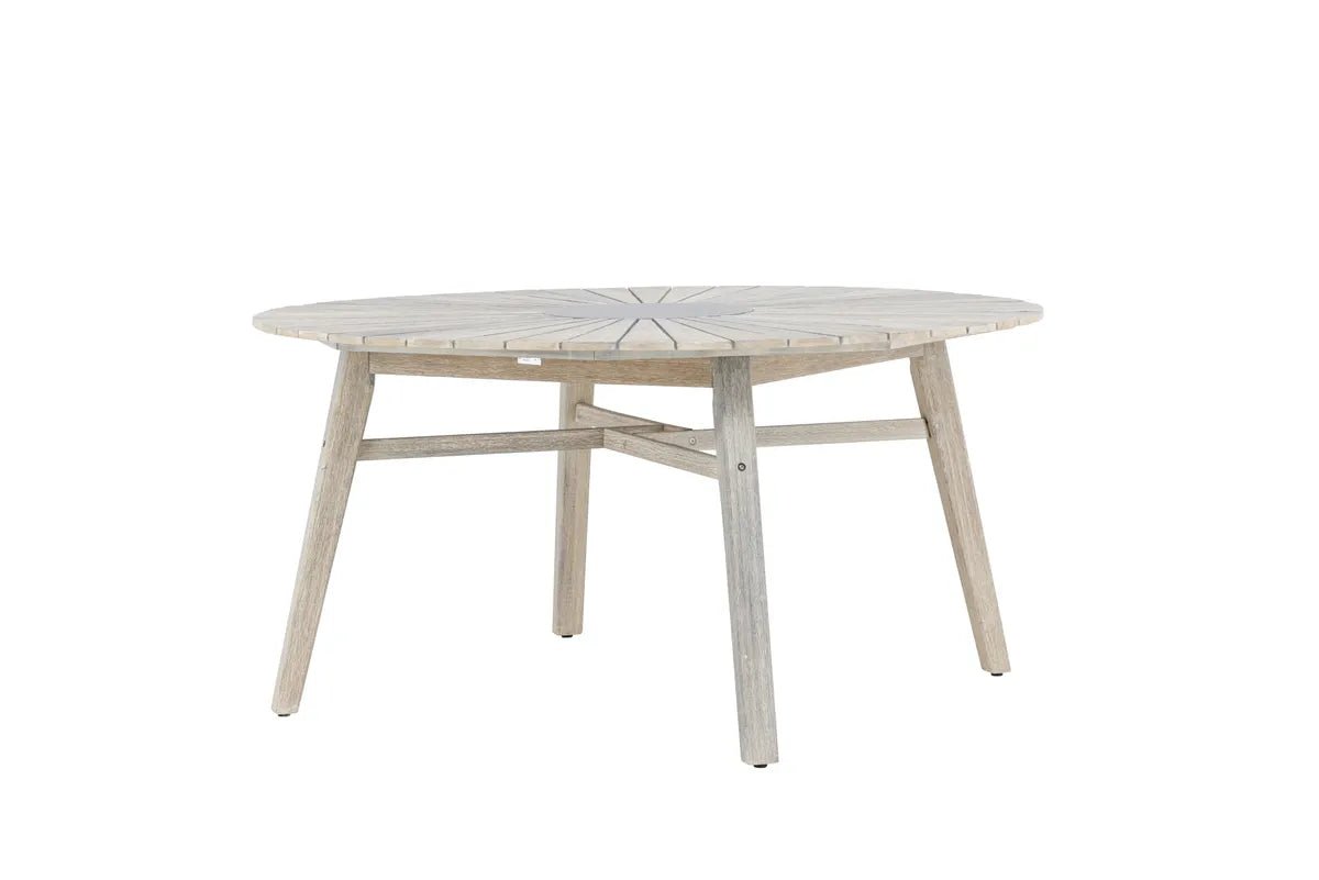 Venture Design Rives Runt Matbord Ø150 cm Whitewash – Ljusmålad Acacia med Stenplatta