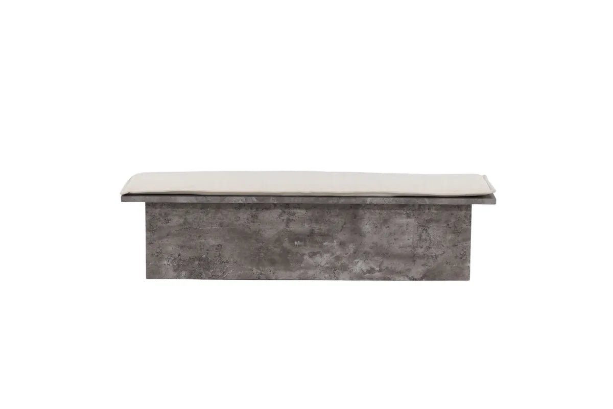 Venture Design Kellogg Bänk Grå – Industriell Design med Beige Dyna och Sten‑look