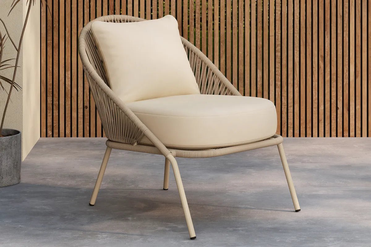 Venture Design Lindos Loungfåtölj Beige 2-pack – Elegant Stol i Stål med Rundad Design
